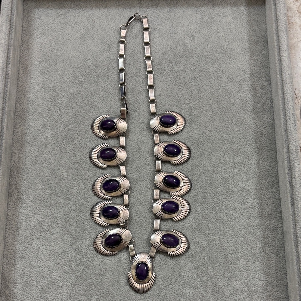 Elegant Silver and Purple Necklace